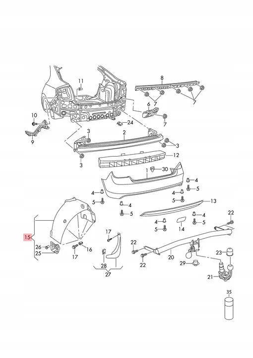 SKODA RAPID SEAT TOLEDO IV Right Rear Wheel Arch Cover 5JA810972 image 2