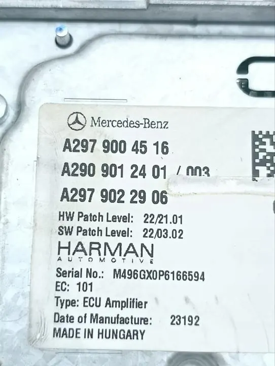 Mercedes-Benz EQE SUV Audioversterker OEM A2979004516 image 8