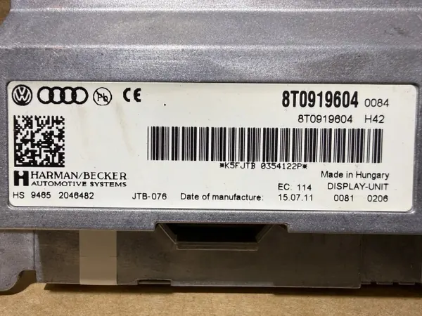 Audi LCD-skärm OEM 8T0919604 för A4 B8 A5 8T Q5 8R image 6