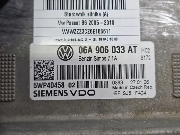 Motorregeleenheid VW Passat B6 1.6 8V 06A906033AT image 3
