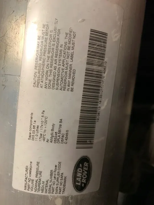 Réservoir d'air OEM DPLA-5B709-BA pour Range Rover L405 image 3