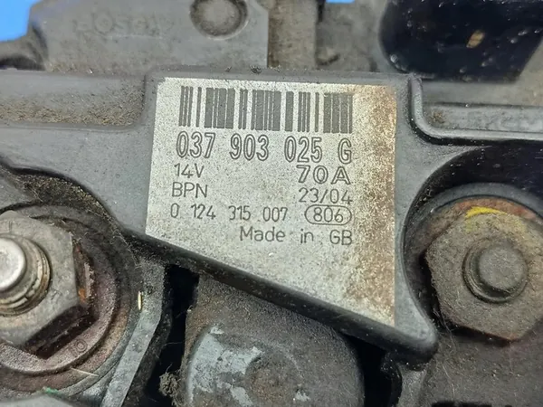 SKODA FABIA I 6Y 1.4 16V Vaihtovirtageneraattori BOSCH 0124315007 image 6