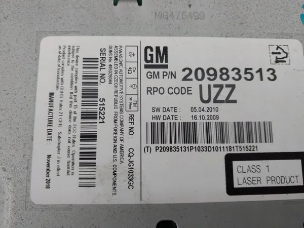 Panel de radio OEM 20983513 CD 400 para Opel Astra J image 4