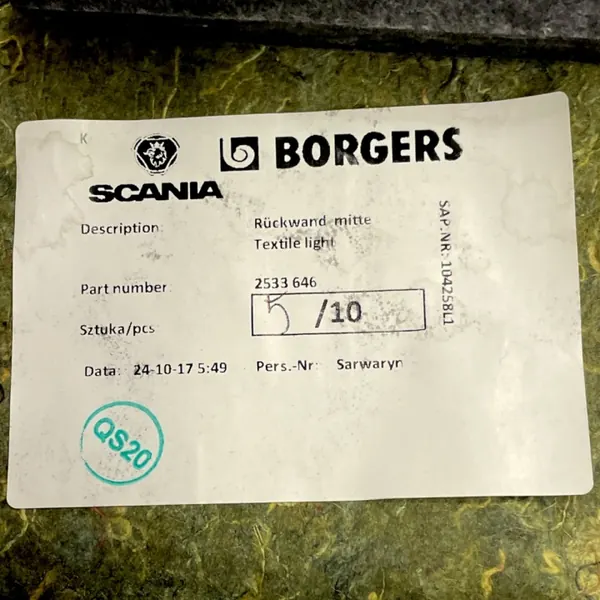 Scania 2533646 Bakre hyttyttervägg - Begagnad image 4