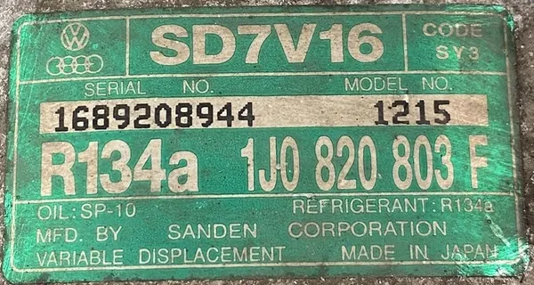 Volkswagen OE 1J0820803F Ilmastointikompressori image 2