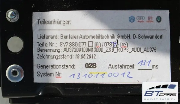 Barra Audi A3 Cabrio OEM bt-cars-5150 Usado image 5