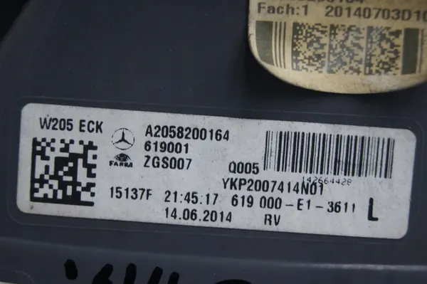 Bakljus vänster Mercedes-Benz C-Class W205 A2058200164 image 7
