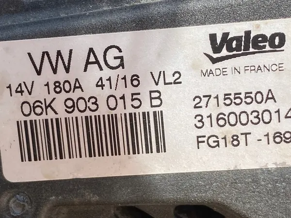 VW AUDI SKODA Vaihtovirtageneraattori 06K903015B image 2