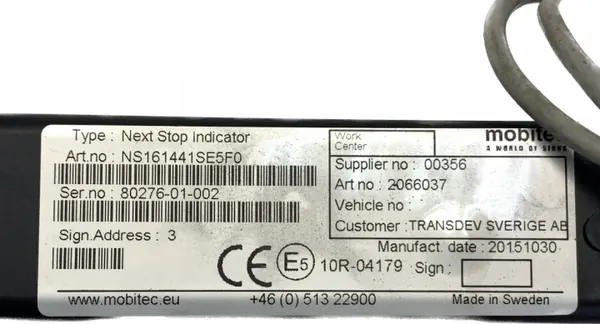 Placa destino Scania 2066037, interior usado image 5