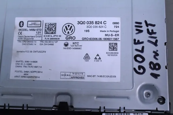 Radio OEM 3Q0035824C pour VW Golf VII 7 HB image 5