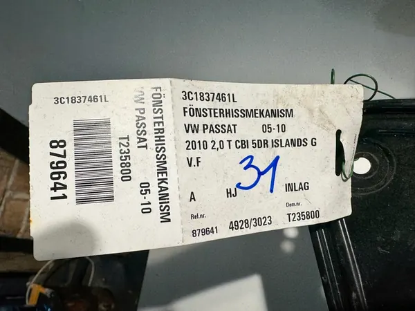 VW Passat B6 Kombi 05-10 Elevador de Vidro Traseiro Esquerdo OEM image 2
