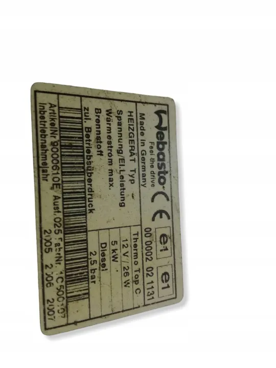 Webasto verwarming OEM 000002021131 voor Mazda 6 image 3