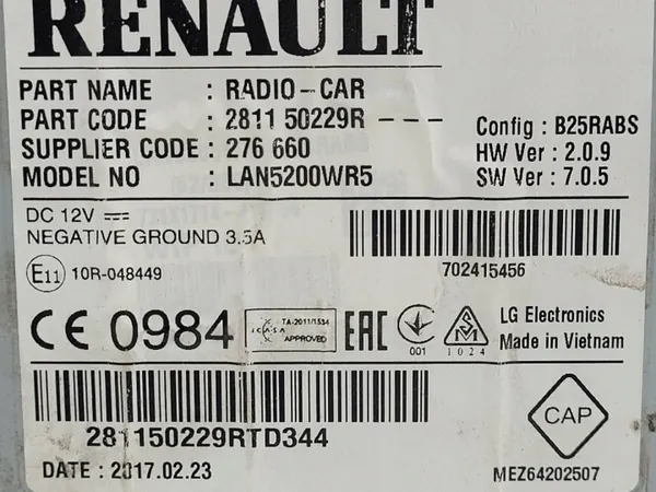 OEM 281150229 Radionavigaatio Dacia Duster I Liftille image 8