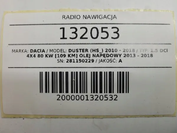 OEM 281150229 Radionavigaatio Dacia Duster I Liftille image 9