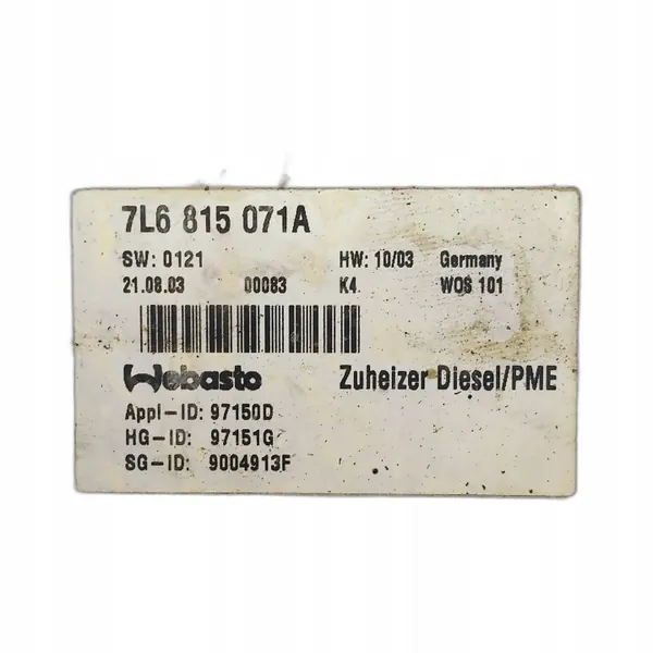 Webasto Lämmityslaite VW Touareg 7L 2.5 R5 TDI 7L6815071A image 3