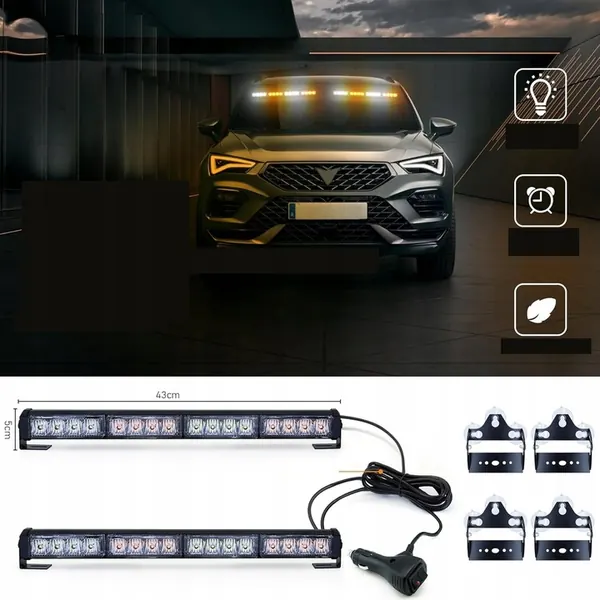 2X Lampe d'Avertissement 43CM 26 Modes 32 LEDs H7 image 3