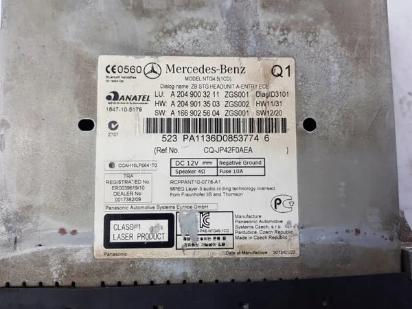 Radio A2049003211 Mercedes W204 OEM image 5