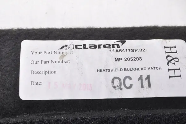Écran thermique McLaren MP4 Spider OEM 11A6417SP.02 image 8