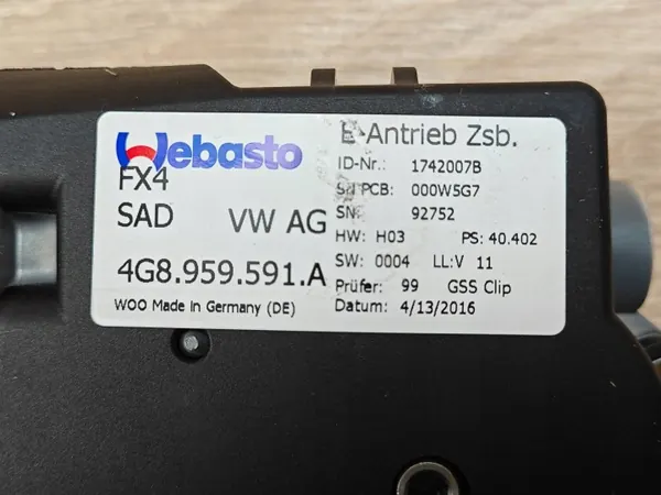 Motor de techo solar Audi A6 OEM 4G8959591A - Usado image 5