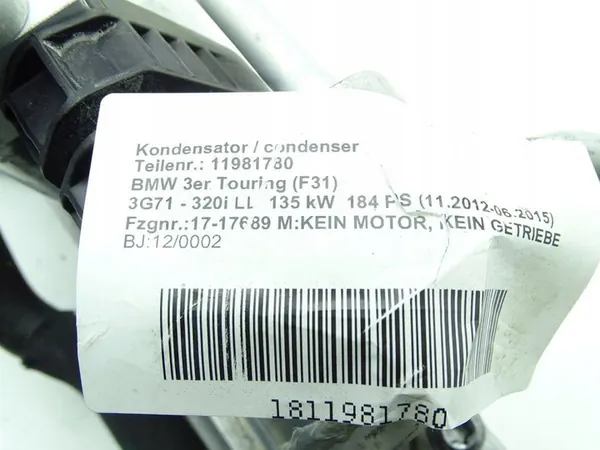 Ilmastointikondensaattori BMW 3 F30 F31 11-18 9338330 image 3