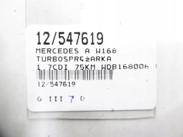 Turbocompresor MERCEDES A W168 A6680960399 image 5