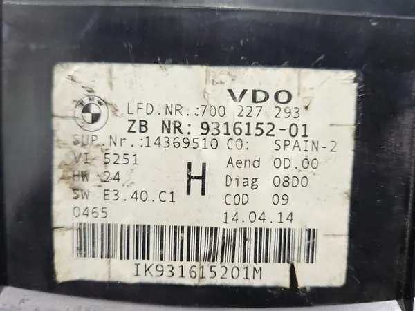Nopeusmittari BMW X1 E84 2.0D 9316152 OEM image 5