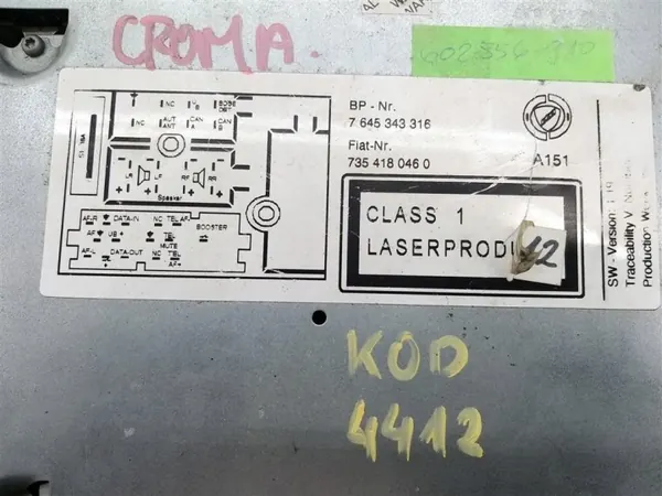 Radio Fiat OE OEM 7354180460 pour Croma II 05-11 image 7