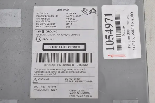 OEM 9818013180 Radio CD Navi voor Peugeot 308 II image 6