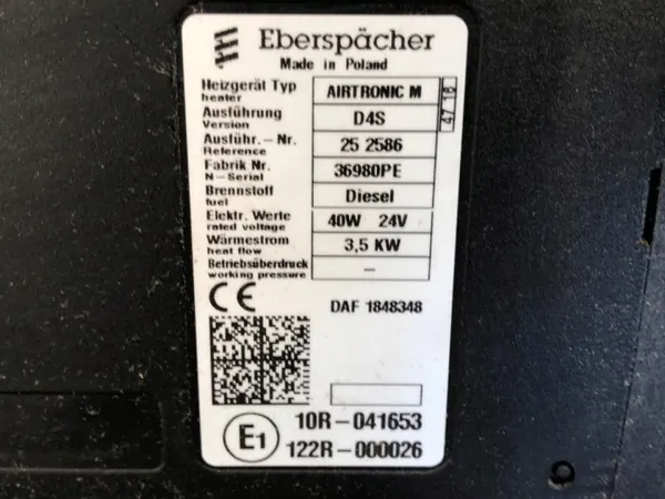 Calefactor Webasto DAF XF OEM 1848348 - Usado image 4