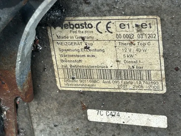 FIAT DUCATO JUMPER 3.0 D WEBASTO 9011698C image 3