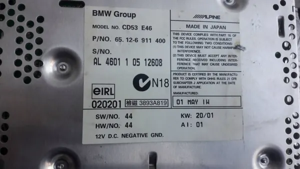 Radio BMW OEM 6911400 CD53 para E46 Serie 3 image 10