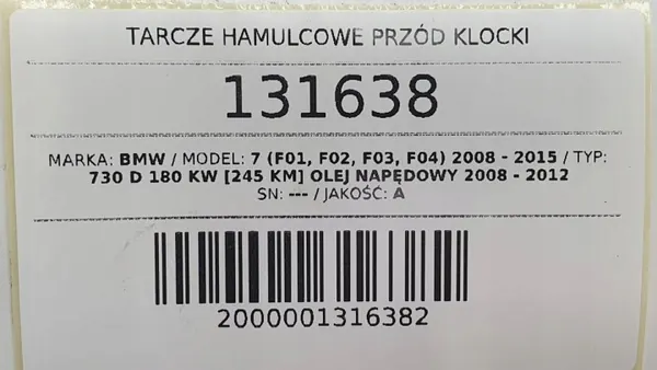 Jeu disques et plaquettes avant OEM AUST131638 BMW F01 image 7