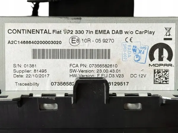 Radio Nav OEM 07356582610 7in DAB pour Fiat 500L image 6