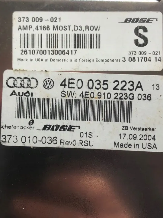 Amplificateur audio Audi A8 S8 D3 OEM 4E0035223A image 4