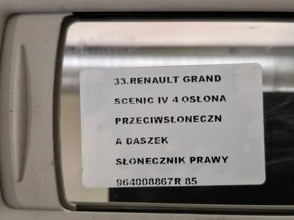 OEM 964008867R Visera derecha para Grand Scenic IV image 4