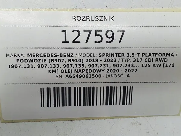 Motor de arranque A6549061500 Mercedes Sprinter W907 317 CDI image 7