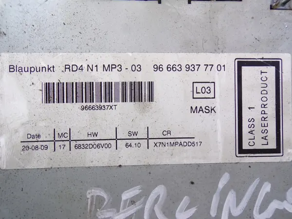 RADIO CD BLAUPUNKT CITROEN BERLINGO 2 II PARTNER image 5