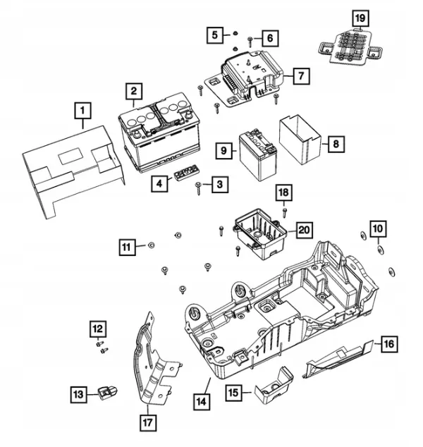 Base batterie d'occasion OEM 68275851AGG Wrangler JL image 4