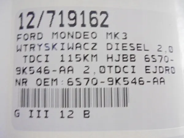 INYECTOR DIESEL FORD MONDEO MK3 2.0TDCI 6S7Q-9K546-AA image 7