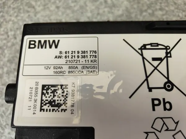 BMW OEM 9381776 AGM Akku 12V 92Ah Käytetty image 3