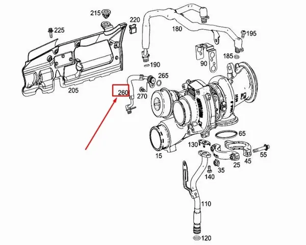 Turbo-öljyjohto OEM A1772031417 Mercedes-Benz image 3