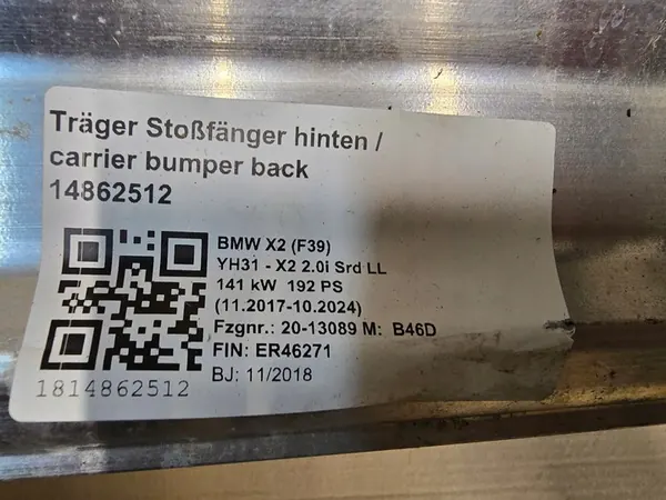 BMW X2 F39 Takapuskuri vahvistus 7426444 image 3