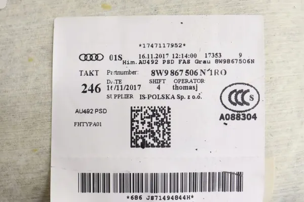 Audi A4 B9 Panoramakatto Katto OEM 8W9867506N image 6