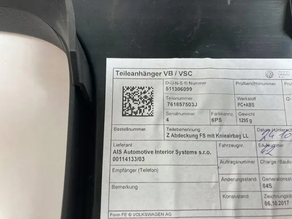 OEM 761857519 Cache tableau de bord VW Touareg III image 5