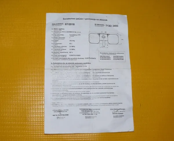 Tanque LPG OEM ZBIORNIK PALIWA 82L 680/270mm image 4
