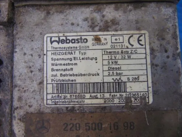 Mercedes Webasto Verwarming OEM 2205001698 - Gebruikt image 6