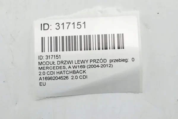Oven ohjausmoduuli OEM A1698204526 Mercedes A-luokka image 5
