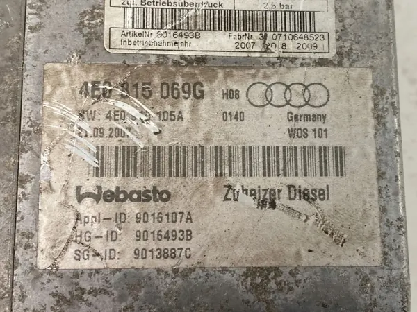 Webasto Lämmitys OEM 4E0815069G Audi 4.13L Dieselille image 7