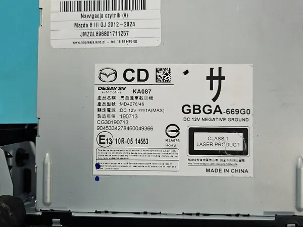 Mazda 6 III CD/DVD Navigointiyksikkö OEM GBGA-669G0 image 9