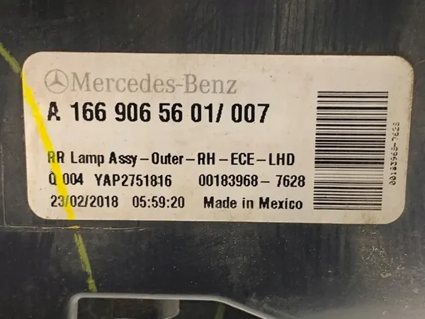Luz Trasera Derecha Mercedes GLE A1669065601 SUV 15-18 image 4